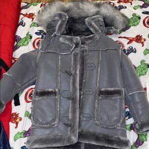 Jordan Craig Kids Gray Faux Fur Coat